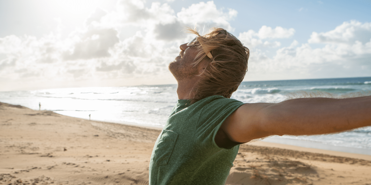 Man enjoying nature on the beach