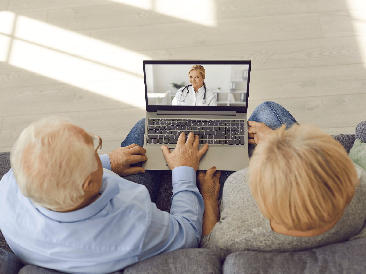 Doctor talking to patients online 